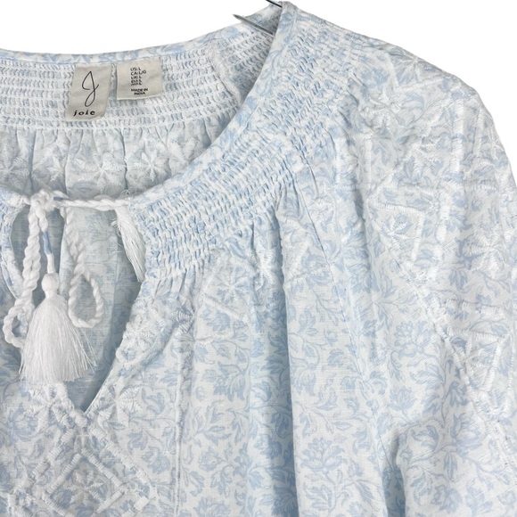 JOIE Cotton/Linen Embroidered Lightweight Peasant Boho Blouse - Picture 2 of 9